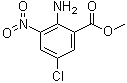 structure of CAS# 84228-49-9, 2-Amino-5-chloro-3-nitrobenzoic acid methyl ester;5-Chloro-3-nitro-2-aminobenzoic acid methyl ester; 5-Chloro-3-nitroanthranilic acid methyl ester; Methyl 2-amino-5-chloro-3-nitrobenzoate