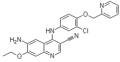 结构式 CAS# 848139-78-6, 4-[4-[(2-吡啶基)甲氧基]-3-氯苯胺基]-6-氨基-3-氰基-7-乙氧基喹啉