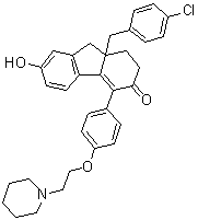 结构式 CAS# 851107-28-3, 9a-[(4-氯苯基)甲基]-1,2,9,9a-四氢-7-羟基-4-[4-[2-(1-哌啶基)乙氧基]苯基]-3H-芴-3-酮