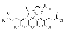 结构式 CAS# 85138-49-4, 5(or 6)-羧基-3',6'-二羟基-3-氧代-螺[异苯并呋喃-1(3H),9'-[9H]氧杂蒽]-2',7'-二丙酸