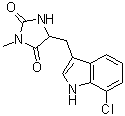 结构式 CAS# 852391-15-2, 5-[(7-氯-1H-吲哚-3-基)甲基]-3-甲基-2,4-咪唑烷二酮