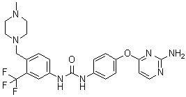 结构式 CAS# 853299-07-7, 1-[4-(2-氨基嘧啶-4-基氧基)苯基]-3-[4-[(4-甲基哌嗪-1-基)甲基]-3-三氟甲基苯基]脲