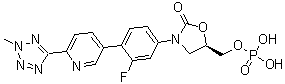 structure of CAS# 856867-55-5, Tedizolid phosphate;TR 701FA; (5R)-3-[3-Fluoro-4-[6-(2-methyl-2H-tetrazol-5-yl)-3-pyridinyl]phenyl]-5-[(phosphonooxy)methyl]-2-oxazolidinone