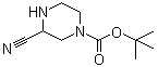 structure of CAS# 859518-35-7, 3-Cyano-piperazine-1-carboxylic acid tert-butyl ester;3-Cyano-1-piperazinecarboxylic acid 1,1-dimethylethyl ester