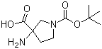 结构式 CAS# 862372-66-5, 3-氨基-1-Boc-吡咯烷-3-羧酸; 3-氨基-1-叔丁氧羰基吡咯烷-3-羧酸