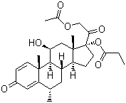 structure of CAS# 86401-95-8, Methylprednisolone aceponate ;[(6S,8R,9R,10S,11S,13S,14S,17R)-17-(2-Acetyloxyacetyl)-11-hydroxy-6,10,13-trimethyl-3-oxo-7,8,9,11,12,14,15,16-octahydro-6H-cyclopenta[a]phenanthren-17-yl] propanoate