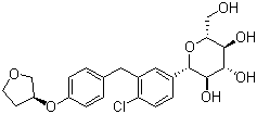 结构式 CAS# 864070-44-0, Empagliflozin; (1S)-1,5-脱水-1-C-[4-氯-3-[[4-[[(3S)-四氢-3-呋喃基]氧基]苯基]甲基]苯基]-D-葡萄糖醇