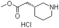 structure of CAS# 865157-03-5, Methyl (R)-piperidine-3-acetate hydrochloride;(3R)-3-Piperidineacetic acid, methyl ester, hydrochloride