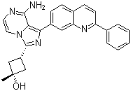 structure of CAS# 867160-71-2, OSI-906;Linsitinib; cis-3-[8-Amino-1-(2-phenyl-7-quinolinyl)imidazo[1,5-a]pyrazin-3-yl]-1-methylcyclobutanol
