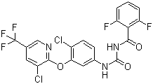 结构式 CAS# 86811-58-7, 吡虫隆; 啶蜱脲; 1-[4-氯-3-(3-氯-5-三氟甲基-2-吡啶氧基)苯基]-3-(2,6-二氟苯甲酰)脲