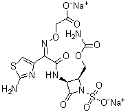 structure of CAS# 86832-68-0, Carumonam disodium salt;[[(2Z)-[2-[[(2S,3S)-2-[[(Aminocarbonyl)oxy]methyl]-4-oxo-1-sulfo-3-azetidinyl]amino]-1-(2-amino-4-thiazolyl)-2-oxoethylidene]amino]oxy]acetic acid disodium salt; Carumonam sodium; Mobactam
