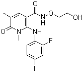 结构式 CAS# 869357-68-6, AZD 8330; 2-(2-氟-4-碘苯氨基)-N-(2-羟基乙氧基)-1,5-二甲基-6-氧代-1,6-二氢吡啶-3-甲酰胺