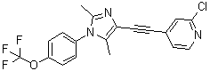 structure of CAS# 871362-31-1, 2-Chloro-4-[[2,5-dimethyl-1-[4-(trifluoromethoxy)phenyl]-1H-imidazol-4-yl]ethynyl]pyridine;CTEP