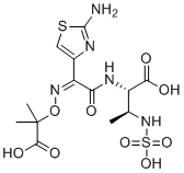 structure of CAS# 87500-74-1, Aztreonam USP Related Compound A;(2S,3S)-2-{[(2Z)-2-(2-amino-1,3-thiazol-4-yl)-2-{[(2-carboxypropan-2-yl)oxy]imino}acetyl]amino}-3-(sulfoamino)butanoic acid