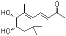 结构式 CAS# 875666-39-0, (3E)-4-[(3R,4S)-3,4-二羟基-2,6,6-三甲基-1-环己烯-1-基]-3-丁烯-2-酮