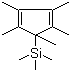 structure of CAS# 87778-95-8, (Pentamethylcyclopentadien-1-yl)trimethylsilane;Trimethyl(1,2,3,4,5-pentamethyl-2,4-cyclopentadien-1-yl)silane