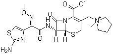 structure of CAS# 88040-23-7, Cefepime;[6R-[6alpha,7beta(Z)]]-1-[[7-[[(2-Amino-4-thiazolyl)(methoxyimino)acetyl]amino]-2-carboxy-8-oxo-5-thia-1-azabicyclo[4.2.0]oct-2-en-3-yl]methyl]-1-methylpyrrolidinium hydroxide inner salt