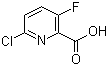 structure of CAS# 884494-76-2, 2-Chloro-5-fluoropyridine-6-carboxylic acid;6-Chloro-3-fluoropyridine-2-carboxylic acid