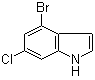 结构式 CAS# 885519-23-3, 4-溴-6-氯-1H-吲哚
