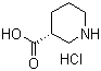 结构式 CAS# 885949-15-5, (R)-哌啶-3-甲酸盐酸盐