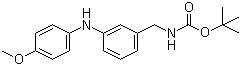 结构式 CAS# 886362-41-0, N-Boc-3-(4-甲氧基苯胺基)苯甲胺; N-叔丁氧羰基-3-(4-甲氧基苯胺基)苯甲胺