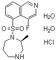 结构式 CAS# 887375-67-9, (2S)-1-[(4-氟-5-异喹啉基)磺酰基]六氢-2-甲基-1H-1,4-二氮杂卓单盐酸盐二水合物