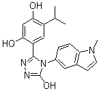 结构式 CAS# 888216-25-9, Ganetespib; 3-(2,4-二羟基-5-异丙基苯基)-4-(1-甲基吲哚-5-基)-5-羟基-4H-1,2,4-三唑