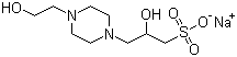 structure of CAS# 89648-37-3, HEPPSO sodium;N-(2-Hydroxyethyl)piperazine-N'-(2-hydroxypropanesulfonic acid) sodium salt