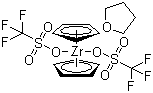 Bis(cyclopentadienyl)bis(trifluoromethanesulfonato)(tetrahydrofuran)zirconium  molecular structure (CAS 89672-77-5)