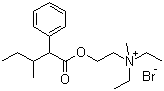 结构式 CAS# 90-22-2, 戊沙溴铵; 二乙基(甲基)(2-(3-甲基-2-苯基戊酰氧基)乙基)溴化铵