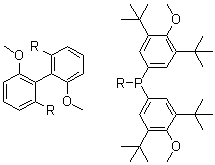 结构式 CAS# 910134-30-4, [(1S)-6,6'-二甲氧基联苯-2,2'-二基]双[二[3,5-二叔丁基-4-甲氧基苯基]膦