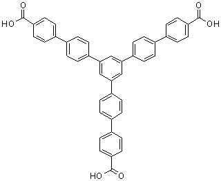 structure of CAS# 911818-75-2, 1,3,5-Tris(4'-carboxy[1,1'-biphenyl]-4-yl)benzene;5''-(4'-Carboxy[1,1'-biphenyl]-4-yl)-[1,1':4',1'':3'',1''':4''',1''''-quinquephenyl]-4,4''''-dicarboxylic acid