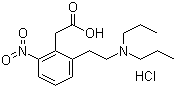 结构式 CAS# 91374-25-3, 2-[2-(二丙基氨基)乙基]-6-硝基苯乙酸盐酸盐