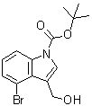结构式 CAS# 914349-05-6, 4-溴-3-(羟基甲基)-1H-吲哚-1-羧酸叔丁酯