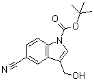 structure of CAS# 914349-11-4, 5-Cyano-3-(hydroxymethyl)-1H-indole-1-carboxylic acid 1,1-dimethylethyl ester