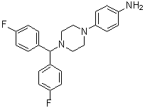 structure of CAS# 914349-65-8, 4-[4-[Bis(4-fluorophenyl)methyl]-1-piperazinyl]benzenamine