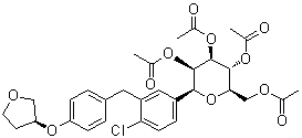 结构式 CAS# 915095-99-7, (1S)-1,5-脱水-1-C-[4-氯-3-[[4-[[(3S)-四氢-3-呋喃基]氧基]苯基]甲基]苯基]-D-山梨糖醇四乙酸酯