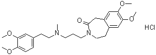 structure of CAS# 91940-87-3, Zatebradine hydrochloride;3-[3-[[2-(3,4-Dimethoxyphenyl)ethyl]methylamino]propyl]-1,3,4,5-tetrahydro-7,8-dimethoxy-2H-3-benzazepin-2-one monohydrochloride; UL-FS 49; ULFS 49CL