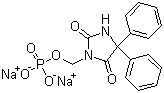 结构式 CAS# 92134-98-0, 磷苯妥英钠; 2,4-咪唑啉二酮-5,5-二苯基-3-[(膦酰氧基)甲基]二钠盐