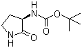 结构式 CAS# 92235-34-2, (S)-叔丁氧羰基-3-氨基-2-吡咯烷酮