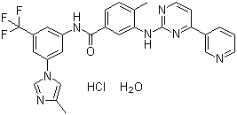 structure of CAS# 923288-90-8, Nilotinib monohydrochloride monohydrate;4-Methyl-N-[3-(4-methyl-1H-imidazol-1-yl)-5-(trifluoromethyl)phenyl]-3-[[4-(3-pyridinyl)-2-pyrimidinyl]amino]-benzamide hydrochloride hydrate (1:1:1)