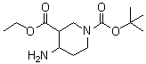 structure of CAS# 932035-01-3, Ethyl 1-(tert-butoxycarbonyl)-4-aminopiperidine-3-carboxylate;N-Boc-3-(ethoxycarbonyl)-4-aminopiperidine