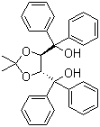 structure of CAS# 93379-49-8, (+)-Taddol;(2S,3S)-(-)-4,5-Bis(diphenylhydroxymethyl)-2,2-dimethyl-1,3-dioxolane; (4S,5S)-4,5-Bis(diphenylhydroxymethyl)-2,2-dimethyldioxolane; 1,1,4,4-Tetraphenyl-2,3-O-isopropylidene-L-threitol