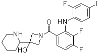 structure of CAS# 934662-91-6, 1-[[3,4-Difluoro-2-[(2-fluoro-4-iodophenyl)amino]phenyl]carbonyl]-3-(piperidin-2-yl)azetidin-3-ol