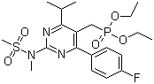 structure of CAS# 937639-31-1, P-[[4-(4-Fluorophenyl)-6-(1-methylethyl)-2-[methyl(methylsulfonyl)amino]-5-pyrimidinyl]methyl]phosphonic acid diethyl ester