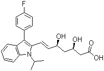 结构式 CAS# 93957-54-1, 氟伐他汀; 7-[3-(4-氟苯基)-1-(1-甲基乙基)-1H-吲哚-2-基]-3,5-二羟基-6-庚烯酸