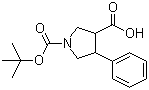 结构式 CAS# 939757-89-8, 1-(叔丁氧羰基)-4-苯基吡咯烷-3-甲酸