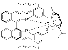 结构式 CAS# 944451-25-6, [(S)-(-)-2,2'-双[二(3,5-二甲基苯基)膦]-1,1'-联萘基](对伞花烃)二氯化钌