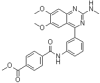结构式 CAS# 947620-48-6, 4-[[[3-[6,7-二甲氧基-2-(甲基氨基)-4-喹唑啉基]苯基]氨基]羰基]-苯甲酸甲酯