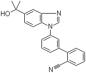 结构式 CAS# 951650-22-9, NS 11394; 3'-[5-(1-羟基-1-甲基乙基)-1H-苯并咪唑-1-基]-[1,1'-联苯]-2-甲腈
